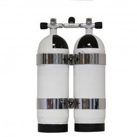 Bi-Bottle Carbondive - 10L 2021 - 300 bars with central isolation valve and stainless steel straps