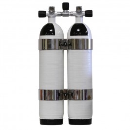 Bi-Bottle Carbondive - 6,8L 2022 - 300 bars with central isolation valve and stainless steel straps