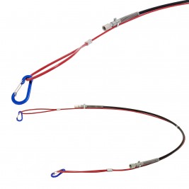 Anti-whipe cable for high pressure compressure and breathing air compressor.